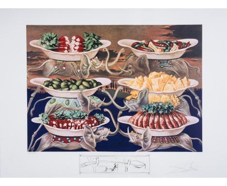 Salvador Dalí (1904-1989) Les Délices Petits Martyrs, from Les Dîners de Gala (Field 77-5K; M&L 1341) Lithograph printed in c