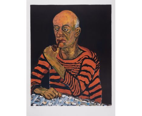Alice Neel (1900-1984)Portrait of John Rothschild (Man with Pipe)Lithograph printed in colours, 1980, signed pencil, numbered