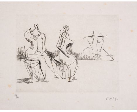 Henry Moore (1898-1986)Two Seated Figures II (Cramer 56)Drypoint with etching, 1966, signed and dated in pencil, numbered fro