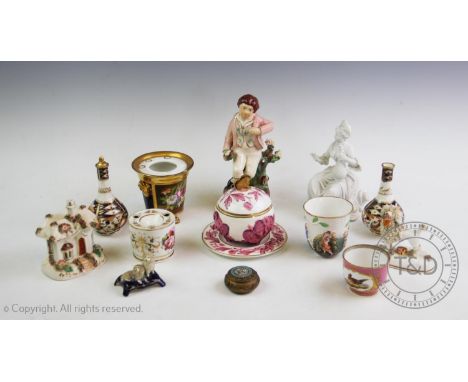 A collection of British and continental ceramics to include a Spode pink moulded globular sucrier and stand, pattern No.4721,