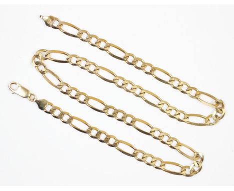 A 9ct yellow gold figaro link chain, 45.8cm long, weight 17gms 