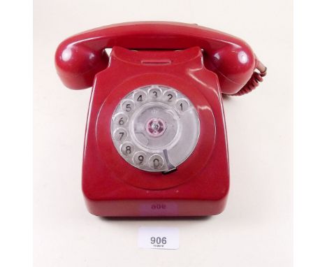 A vintage red telephone