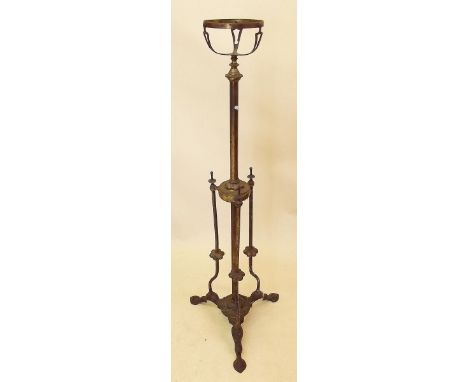 A Victorian gilt brass  oil lamp stand (no oil lamp)