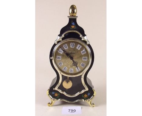 A black French style mantel clock - 21cm