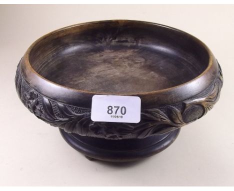 A carved wood Swiss musical fruit bowl playing two tunes