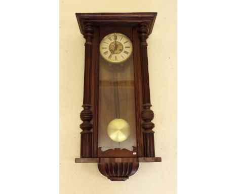 A 19th century mahogany Vienna style wall clock 93cms tall