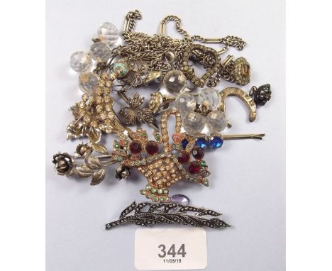 Various vintage paste and costume jewellery including silver