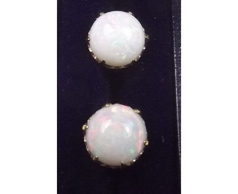 A pair of 9 carat gold opal stud earrings