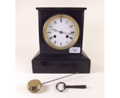 A Victorian slate mantel clock