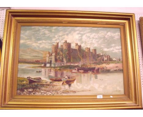 R M Lutyn - oil on canvas Caernafon Castle - 50 x 75cm
