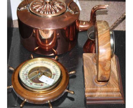 LOT OF MIXED COLLECTABLES 
including copper items, barometer etc