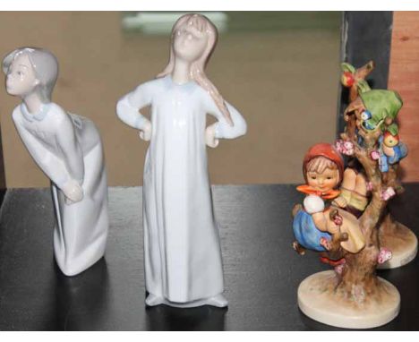 LLADRO FIGURE OF A GIRL, NAO FIGURE OF A GIRL AND TWO GOEBEL FIGURES