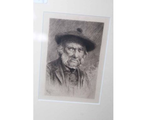 AFTER WILLIAM HOLE (BRITISH 19TH CENTURY),
GENTLEMAN WITH A CAP, SEATED WIDOW and AGED MAN
each print on paper
each 15.5cm x 