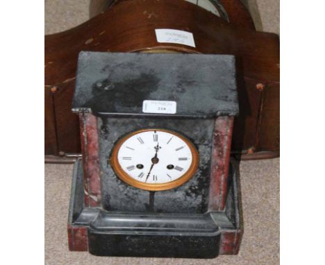 VICTORIAN BLACK SLATE MANTEL CLOCK
and two others (3)