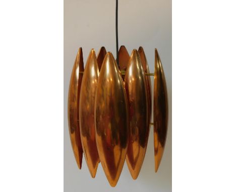 A vintage modernist style copper pendant lamp shade. H.47cm 