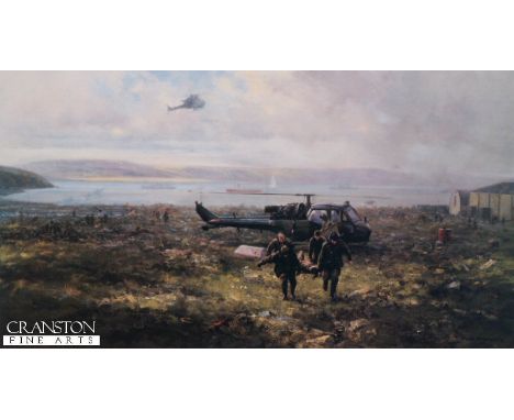 David Shepherd signed print Falklands Casevac, Ajax Bay, 28th May 1982. This is a Signed Limited Edition Print by the artist 