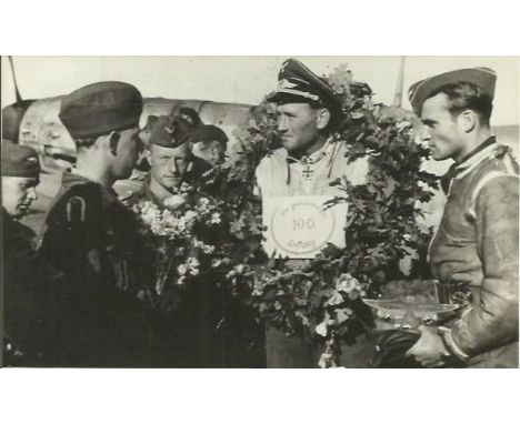 Johannes Wiese signed vintage 5 x 3 b/w portrait photo. German Luftwaffe pilot during World War II, a fighter ace credited wi