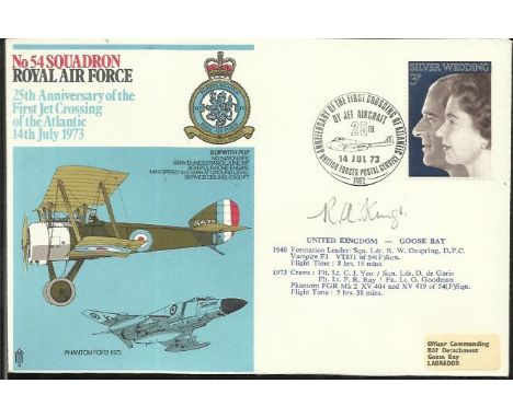 Sqn Ldr R A Kings BOB pilot RAF13 1 Aug 70 BFPS 1118 54 Squadron Sopwith Pup cover. Flown in Phantom from UK to Goose Bay. Si