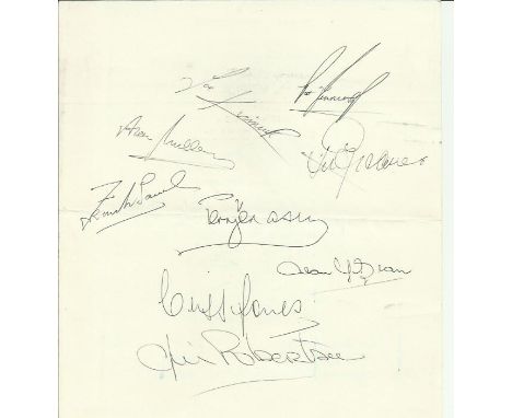 Tottenham FC 1966/7 signed to reverse of dinner menu, Nine members of the team including Alan Mullery, Joe Kinnear, Jim Rober