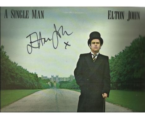 Elton John signed cover to 33 RPM record A Single Man. Has original Vinyl record. Cover has a few knocks but Red autograph in