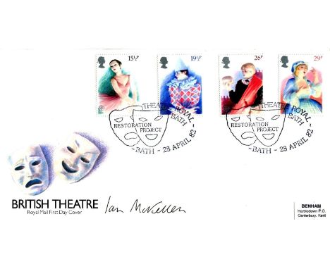 Sir Ian McKellen: British Theatre FDC signed by actor Sir Ian McKellen (Lord of the Rings, X-Men and many others). Good condi