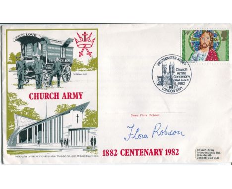 Dame Flora Robson: 1982 'Church Army' commemorative envelope signed by actress Dame Flora Robson who is probably best associa