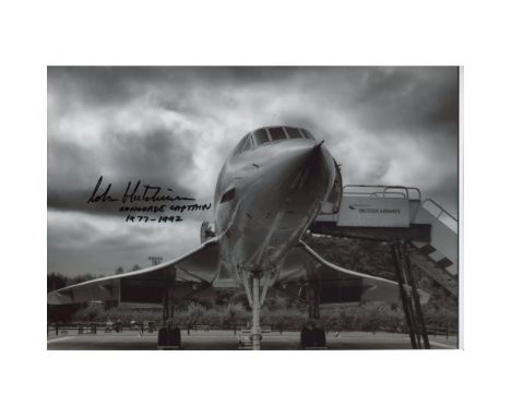 Concorde Chief Pilot: 8x12 inch photo signed by former Concorde pilot Captain John Hutchinson who joined the Concorde fleet i