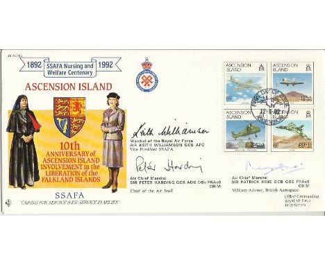 Sir K Williamson, Sir P Harding, and Sir Patrick Hine signed 10th Anniv of Ascension Island involvement in liberation of the 