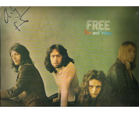 Andy Fraser, Simon Kirke, Rodgers signed cover to 33 RPM record Free Fire and Water. Has original Vinyl record. Cover has a f