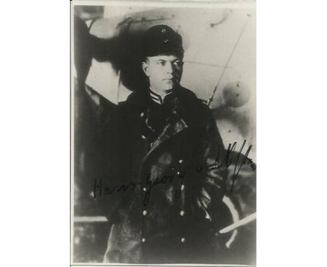 Lieutenant Hans-Georg von der Osten signed rare 4 x 3 vintage b/w portrait photo. He began his career as a World War I flying