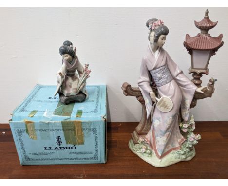 Lladro 'Geisha in Garden' porcelain figurine, unboxed with a boxed Lladro 'Geisha Girl' figureLocation: LWBIf there is no con