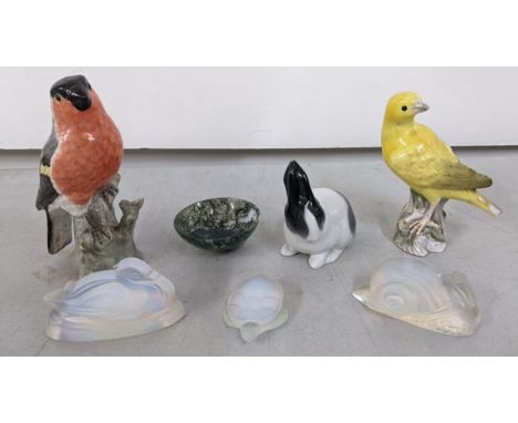 Collectable figures, mostly animal related to include three Sarino glass figures, an early 20th century KPM Berlin porcelain 
