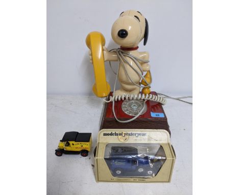 A Post Office Property Snoopy and Woodstock telephone, boxed Models of Yesteryear 1922 Talbot Y-5 model car, and a Colman's M