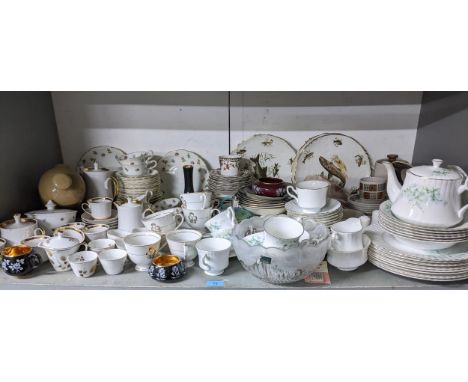 A mixed lot to include various table china including a Royal Stafford tea and dinner service, mixed chemist and scientific gl