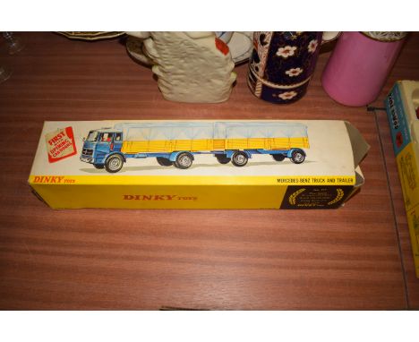 A Dinky Toys model no. 917 Mercedes-Benz truck and trailer, in original box.