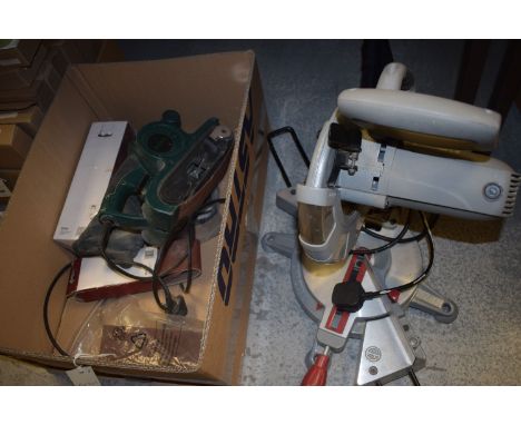 A Wickes WBS belt sander; together with a Protect mitre saw PCMS210L.