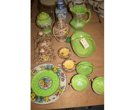 A selection of Maling ceramics, to include: a 'Springtime' pattern plate; a brown chintz dressing table set and matching tabl