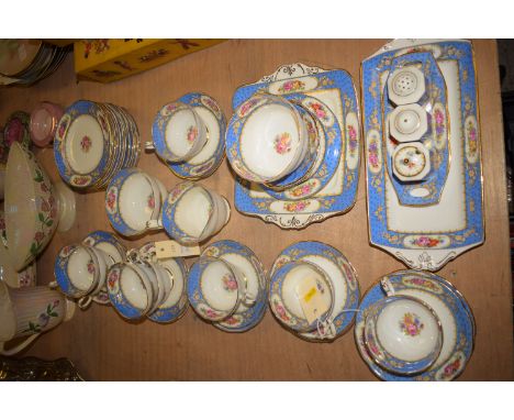 A Paragon china 'Sevres' pattern part afternoon tea set, approximately eight place settings plus condiments, rectangular tray