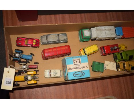 A collection of mainly Dinky and Corgi play worn die-cast vehicles, including: two Bedford refuse collectors; a Dinky Bedford