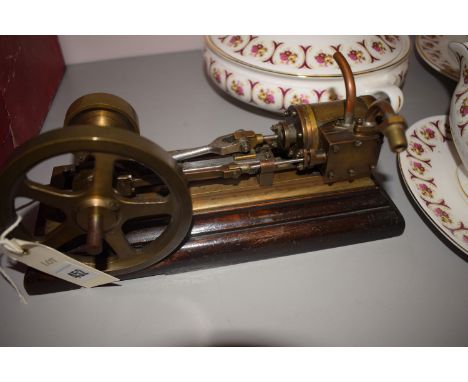 A brass scratch model of a steam traction engine, 24cms long.