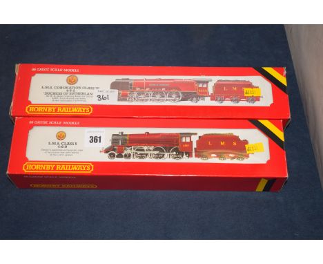 Hornby Railways 00-gauge scale models, model no. R842 LMS Class 5 locomotive and tender, in original box; and model no. R066 