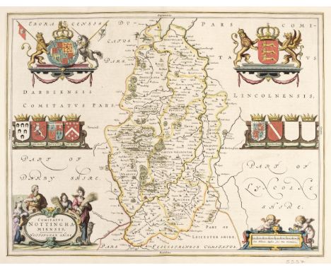 Nottinghamshire. Blaeu (Johannes), Comitatus Nottinghamiensis Nottingham Shire, Amsterdam, circa 1645, engraved map with cont