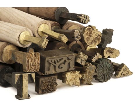 * Finishing tools. A collection of approximately 45 brass decorative finishing tools, makers include Beard, Morris &amp; Co.,