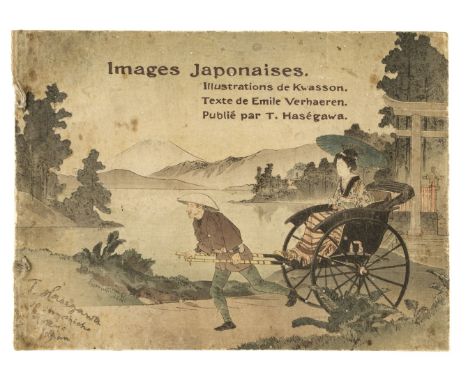 Verhaeren (Emile). Images Japonaises, Illustrations de Kwasson,Tokyo: Takejiro Hasegawa, 1896, 6 poems in French, fine hand-c