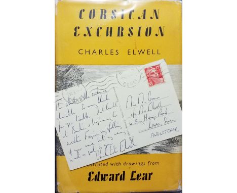 Elwell (Charles). Corsican Excursion, 1st edition, London: The Bodley Head, 1954, 12 illustrations by Edward Lear, minor marg