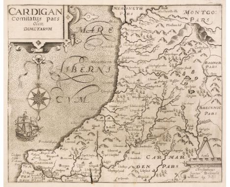 Cardiganshire. A collection of 23 maps, 17th - 19th century, engraved and lithographic maps of the county, town plans, region