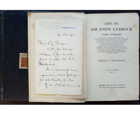 Hutchinson (Horace G.). Life of Sir John Lubbock Lord Avebury, 2 volumes, 1st edition, London: Macmillan and Co., 1914, inclu