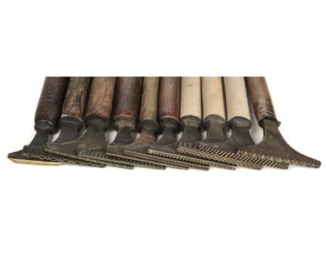 * Finishing tools - Pallets and gouges. A collection of 12 pallets including nine decorative, makers include Timbury &amp; Kn