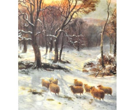 After Malerton Fraser, Sheep in a winter landscape, colour print, 30 x 24cms, a companion print and a pair of colour prints, 