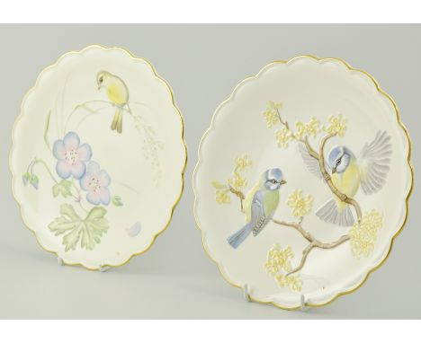 Eleven Royal Worcester, The Birds of Dorothy Doughty dessert plates, to include Willow Warbler and Cranes Bill, Blue Tits and